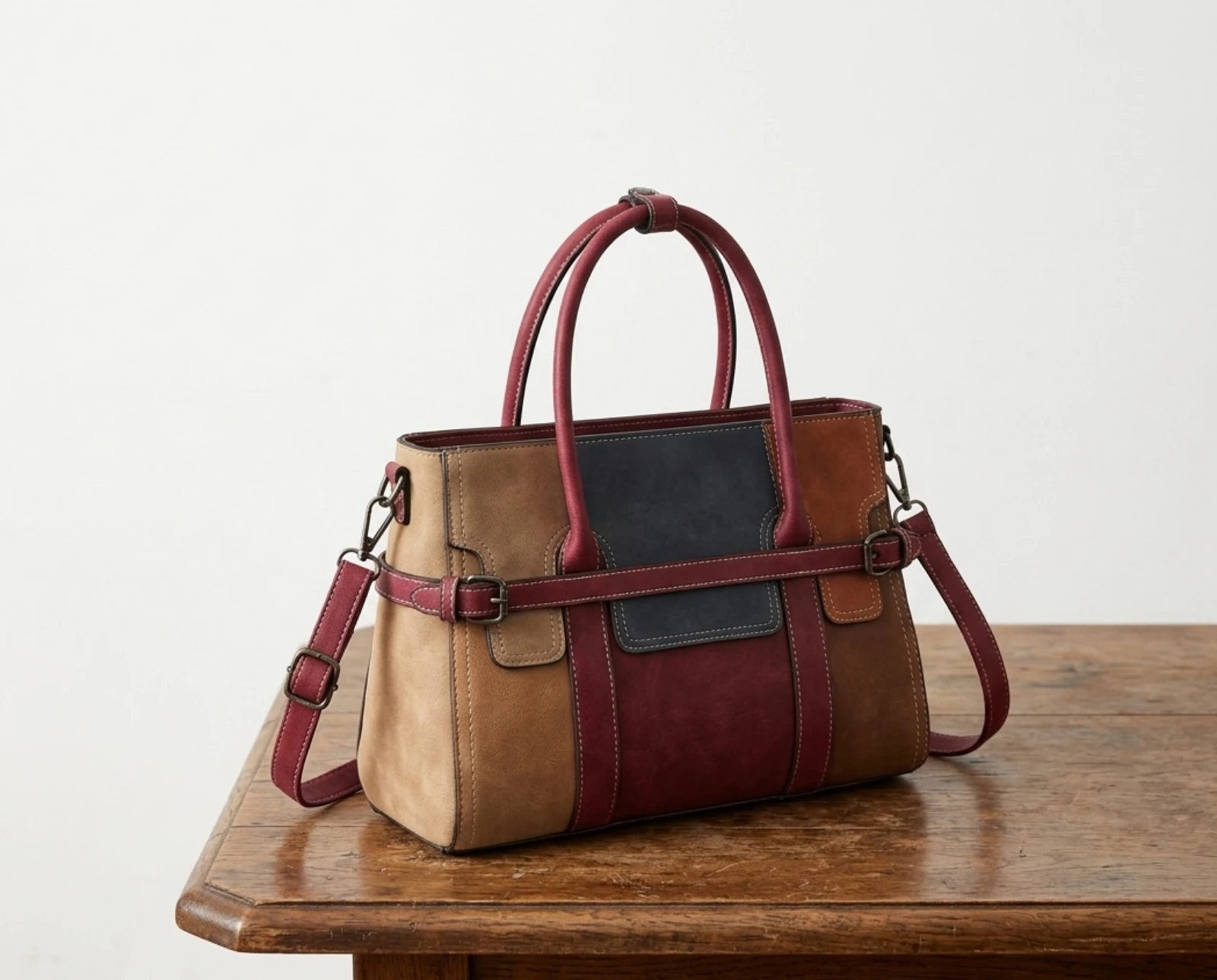 Bolso vintage dressing Y2K tote bag burdeos